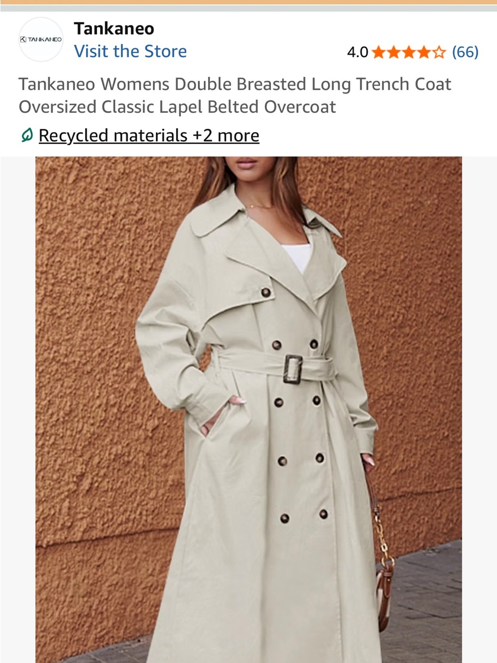Tankaneo Oversized Double-Breasted Trench Coat - Light Beige